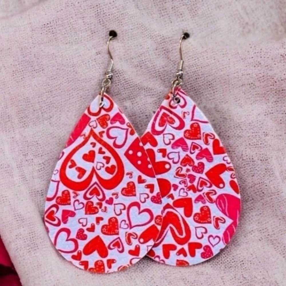 Valentines Faux Leather Earrings!